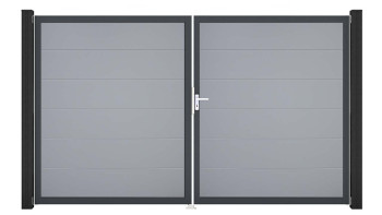 planeo Gardence Simply - Porte PVC DIN droite 2 vantaux gris argenté avec cadre alu Anthracite