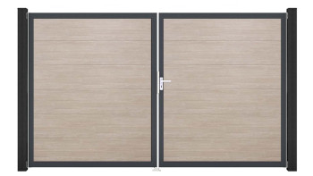 planeo Gardence Simply - Porte PVC DIN droite 2 vantaux Sheffield Oak avec cadre aluminium Anthracite