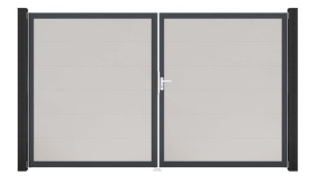 planeo Gardence Simply - Porte PVC DIN droite 2 vantaux blanc avec cadre alu Anthracite