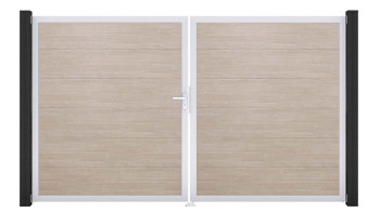 planeo Gardence Simply - Porte PVC DIN gauche 2 vantaux Sheffield Oak avec cadre aluminium argenté