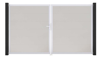 planeo Gardence Simply - Porte PVC DIN gauche 2 vantaux blanc avec cadre en aluminium argenté