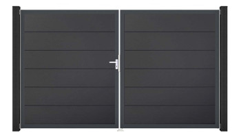 planeo Gardence Simply - Porte PVC DIN gauche 2 vantaux Anthracite avec cadre en aluminium Anthracite