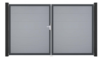 planeo Gardence Simply - Porte PVC DIN gauche 2 vantaux gris argenté avec cadre alu Anthracite