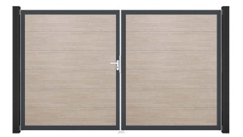 planeo Gardence Simply - Porte PVC DIN gauche 2 vantaux Sheffield Oak avec cadre aluminium Anthracite