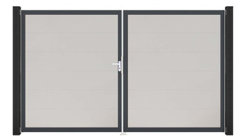 planeo Gardence Simply - Porte PVC DIN gauche 2 vantaux blanc avec cadre alu Anthracite