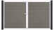 planeo Gardence Strong XL - Porte composite DIN gauche 2 vantaux gris avec cadre aluminium argenté