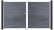 planeo Gardence Strong XL - Porte composite DIN gauche 2 vantaux gris pierre co-ex avec cadre aluminium argenté