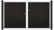 planeo Gardence Strong XL - Porte composite DIN gauche 2 vantaux noir co-ex avec cadre aluminium argenté