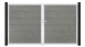 planeo Gardence Simply - Porte PVC DIN droite 2 vantaux Grey Ash Cut avec cadre en aluminium argenté