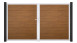 planeo Gardence Simply - Porte PVC DIN gauche 2 vantaux Golden Oak avec cadre en aluminium argenté