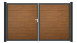planeo Gardence Simply - Porte PVC DIN gauche 2 vantaux Golden Oak avec cadre alu Anthracite