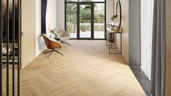 planeo Vinile rigido a incastro - Rovere naturale a spina di pesce | Isolamento acustico integrato (100P6004HB)