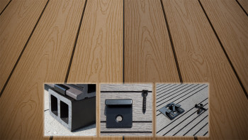 planeo CoEXWood WPC decking set completo tavola piena - sabbia/caramello textured