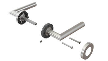 Maniglia E300D in acciaio inox opaco - bagno con kliprosette