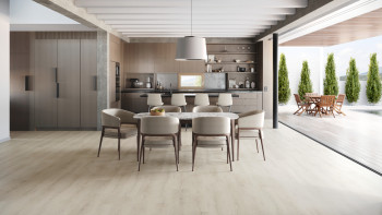 planeo Rigido Vinile ad incastro - SolutionX 2in1 Oak Cream White | Isolamento acustico integrato (ECF-0074)