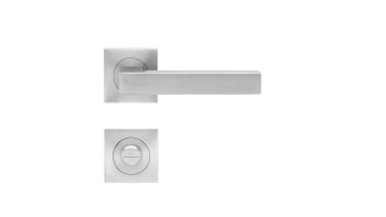 Maniglia a leva Seatle ER46Q in acciaio inox satinato - rose quadrate da bagno