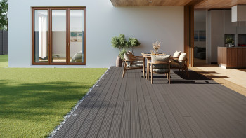 planeo LineWood WPC Pannello per decking solido - Grigio chiaro 3m scanalato/scanalato