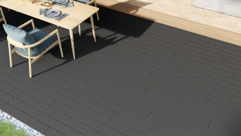 planeo LineWood WPC decking board solid - grigio scuro 3m scanalato/scanalato