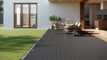 planeo LineWood WPC decking board solid - grigio scuro 3m scanalato/scanalato