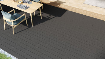 planeo LineWood WPC decking board solid - grigio scuro 3m scanalato/scanalato
