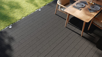 planeo LineWood WPC decking board solid - grigio scuro 3m scanalato/scanalato