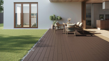 planeo LineWood WPC Pannello per decking solido - marrone scuro 3m scanalato/scanalato