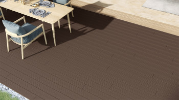 planeo LineWood WPC Pannello per decking solido - marrone scuro 3m scanalato/scanalato