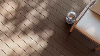 planeo LineWood WPC Pannello per decking solido - marrone scuro 3m scanalato/scanalato