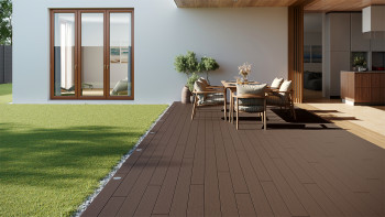 planeo LineWood WPC Pannello per decking solido - marrone scuro 3m scanalato/scanalato