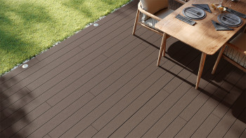planeo LineWood WPC Pannello per decking solido - marrone scuro 3m scanalato/scanalato