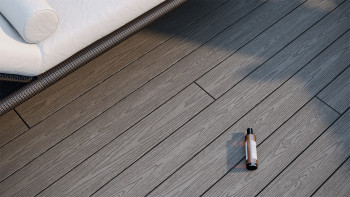 planeo CoEXWood WPC set completo di listoni massicci - grigio antracite/grigio strutturato