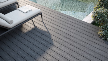 planeo CoEXWood WPC decking set completo di tavole massicce - cemento grigio/testurizzato