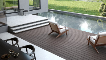 planeo CoEXWood WPC decking set completo tavola piena - marrone chiaro/marrone scuro strutturato