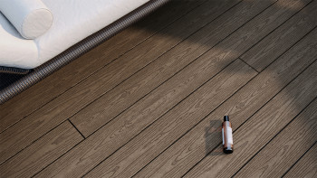 planeo CoEXWood WPC decking set completo tavola piena - marrone chiaro/marrone scuro strutturato