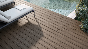 planeo CoEXWood WPC decking set completo tavola piena - marrone chiaro/marrone scuro strutturato
