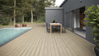 planeo WPC decking plank - tavola massiccia beige - scanalata/testurizzata