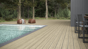 planeo WPC decking plank - tavola massiccia beige - scanalata/testurizzata
