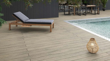 planeo WPC decking plank - tavola massiccia beige - scanalata/testurizzata