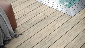 planeo WPC decking plank - tavola massiccia beige - scanalata/testurizzata