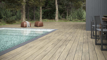 planeo WPC decking plank - tavola massiccia beige - scanalata/testurizzata