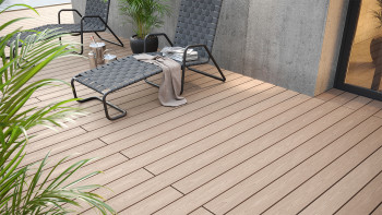 planeo WPC decking plank - massello crema - liscio/testurizzato