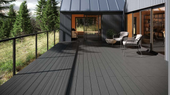 planeo WPC decking plank - solid plank grey - grooved/grooved