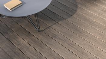 planeo WPC decking plank - tavola piena grigia - scanalata/testurizzata