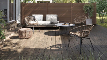 planeo WPC decking plank - tavola piena grigia - scanalata/testurizzata