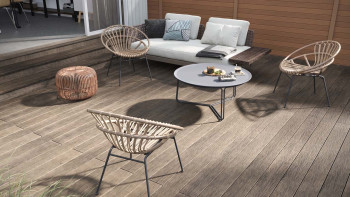 planeo WPC decking plank - tavola piena grigia - scanalata/testurizzata