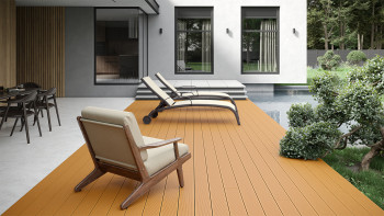 pannello per decking WPC planeo - camera cava marrone chiaro - scanalato/liscio
