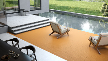 pannello per decking WPC planeo - camera cava marrone chiaro - scanalato/liscio