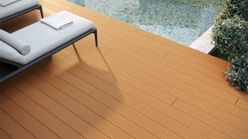 pannello per decking WPC planeo - camera cava marrone chiaro - scanalato/liscio