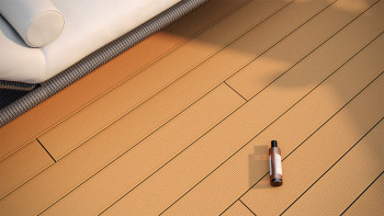 pannello per decking WPC planeo - camera cava marrone chiaro - scanalato/liscio