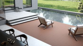 pannello per decking WPC planeo - camera cava rosso-marrone - scanalato/liscio